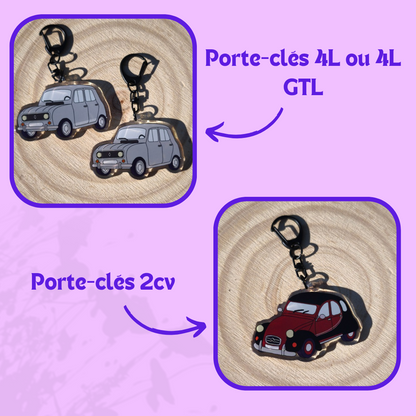 Personnalisation Porte-clés illustrés voitures