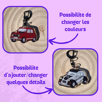 Personnalisation Porte-clés illustrés voitures